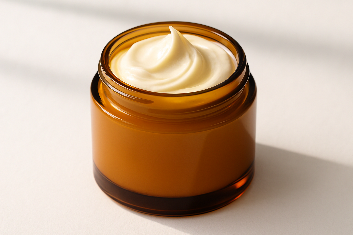 Body butter in an amber jar no label