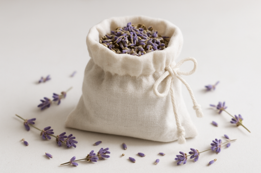 small white Lavender pouch 